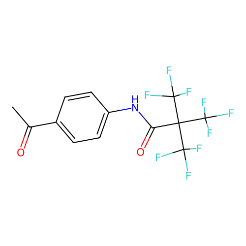 N-(4-acetylphenyl)-3,3,3-trifluoro-2,2-bis(trifluoromethyl)propanamide structure