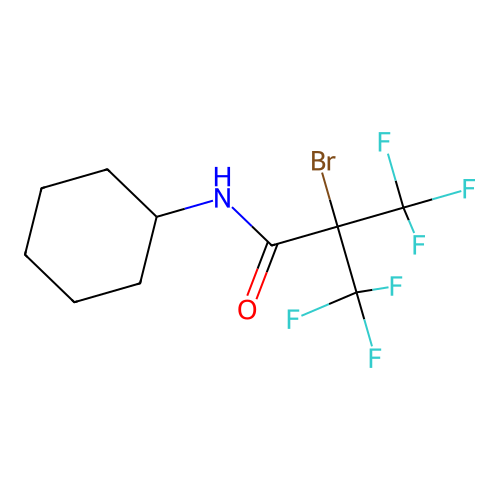 2-bromo-N-cyclohexyl-3,3,3-trifluoro-2-(trifluoromethyl)propanamide structure