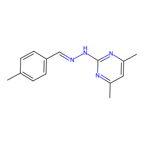 4,6-dimethyl-N-[(E)-(4-methylphenyl)methylideneamino]pyrimidin-2-amine structure