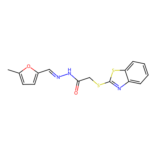 2-(1,3-benzothiazol-2-ylsulfanyl)-N'-[(5-methyl-2-furyl)methylene]acetohydrazide structure