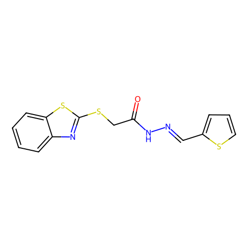 2-(1,3-benzothiazol-2-ylsulfanyl)-N'-(2-thienylmethylene)acetohydrazide structure