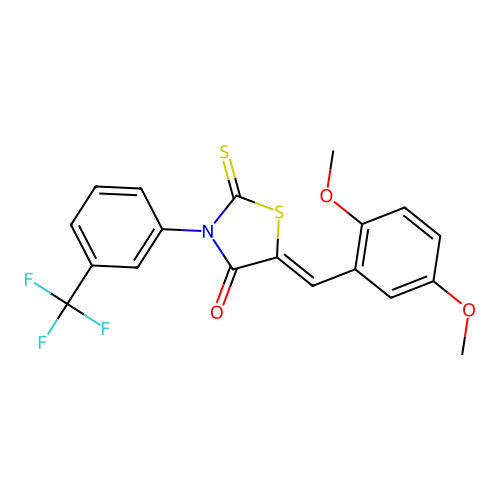 (Z)-5-(2,5-dimethoxybenzylidene)-2-thioxo-3-(3-(trifluoromethyl)phenyl)thiazolidin-4-one structure
