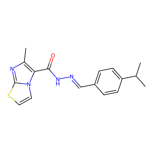 N'-(4-isopropylbenzylidene)-6-methylimidazo[2,1-b][1,3]thiazole-5-carbohydrazide structure