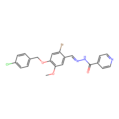 (E)-N'-(2-bromo-4-((4-chlorobenzyl)oxy)-5-methoxybenzylidene)isonicotinohydrazide structure