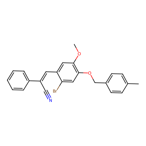 (2Z)-3-{2-bromo-5-methoxy-4-[(4-methylbenzyl)oxy]phenyl}-2-phenylprop-2-enenitrile structure