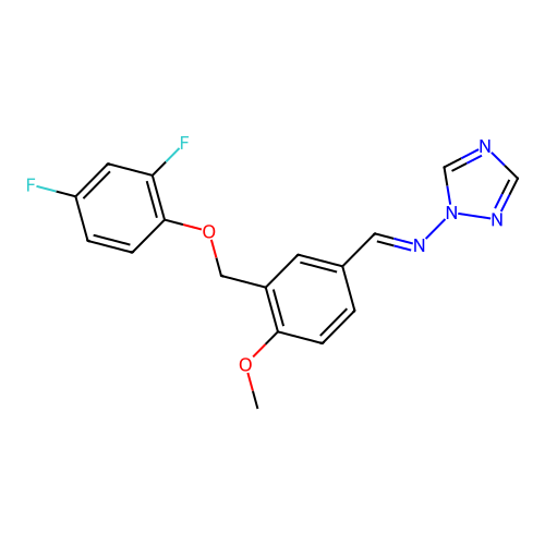 [3-(2,4-Difluorophenoxymethyl)-4-methoxybenzylidene]([1,2,4]triazol-1-yl)amine structure