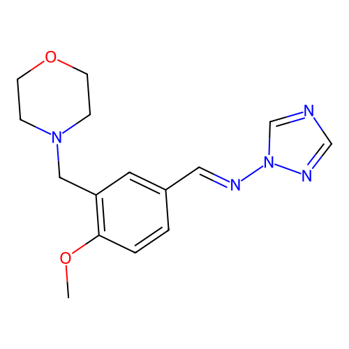 1-[4-methoxy-3-(morpholin-4-ylmethyl)phenyl]-N-(1,2,4-triazol-1-yl)methanimine structure