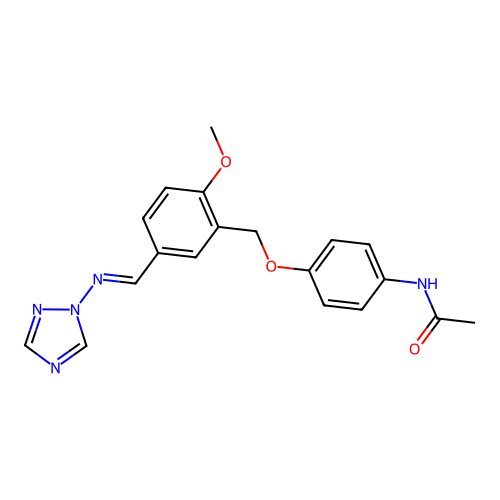 N-[4-({2-methoxy-5-[(E)-(1H-1,2,4-triazol-1-ylimino)methyl]benzyl}oxy)phenyl]acetamide structure