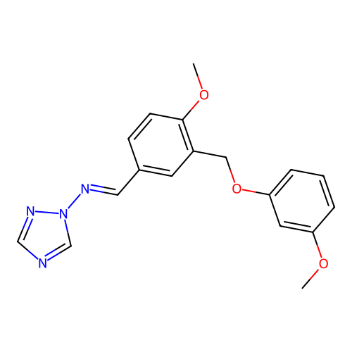 N-(4-methoxy-3-((3-methoxyphenoxy)methyl)benzylidene)-1H-1,2,4-triazol-1-amine structure