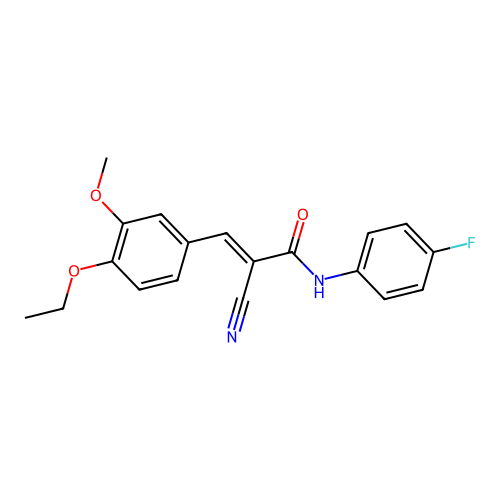 2-cyano-3-(4-ethoxy-3-methoxyphenyl)-N-(4-fluorophenyl)prop-2-enamide structure