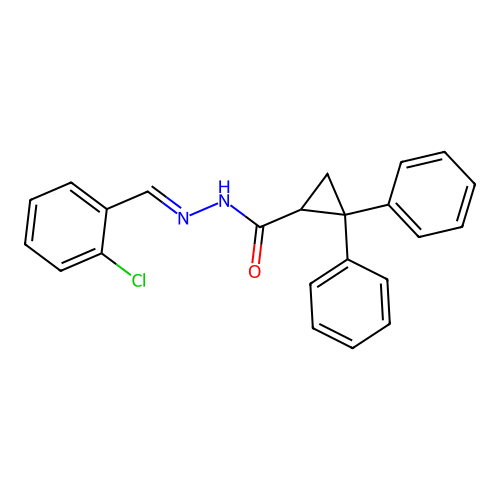 N'-[(E)-(2-chlorophenyl)methylidene]-2,2-diphenylcyclopropanecarbohydrazide structure