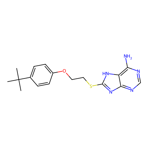 8-{[2-(4-tert-butylphenoxy)ethyl]sulfanyl}-9H-purin-6-amine structure