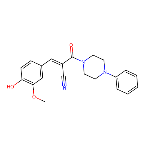 (2E)-3-(4-hydroxy-3-methoxyphenyl)-2-[(4-phenylpiperazin-1-yl)carbonyl]prop-2-enenitrile structure