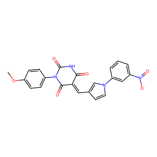 (5E)-1-(4-methoxyphenyl)-5-[[1-(3-nitrophenyl)pyrrol-3-yl]methylidene]-1,3-diazinane-2,4,6-trione structure