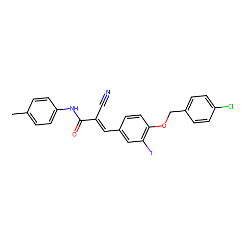 3-(4-((4-Chlorobenzyl)oxy)-3-iodophenyl)-2-cyano-N-(p-tolyl)acrylamide structure