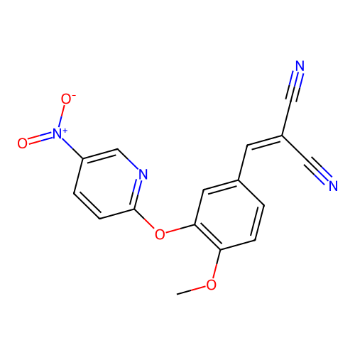 {4-Methoxy-3-[(5-nitropyridin-2-yl)oxy]benzylidene}propanedinitrile structure