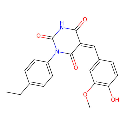 (5Z)-1-(4-ethylphenyl)-5-[(4-hydroxy-3-methoxyphenyl)methylidene]-1,3-diazinane-2,4,6-trione structure