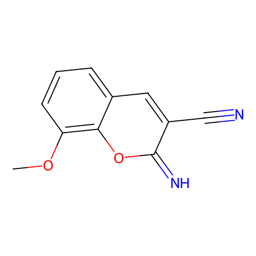 2-imino-8-methoxy-2H-chromene-3-carbonitrile structure