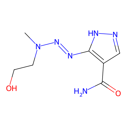 5-[[2-hydroxyethyl(methyl)amino]diazenyl]-1H-pyrazole-4-carboxamide structure