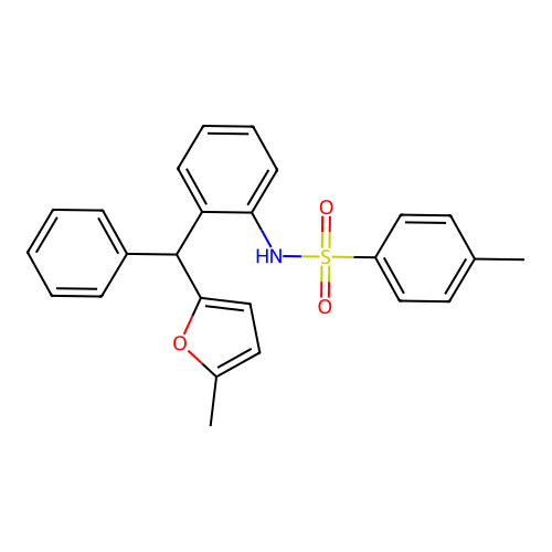 4-methyl-N-{2-[(5-methylfuran-2-yl)(phenyl)methyl]phenyl}benzenesulfonamide structure