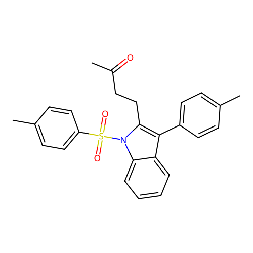 4-{3-(4-methylphenyl)-1-[(4-methylphenyl)sulfonyl]-1H-indol-2-yl}butan-2-one structure