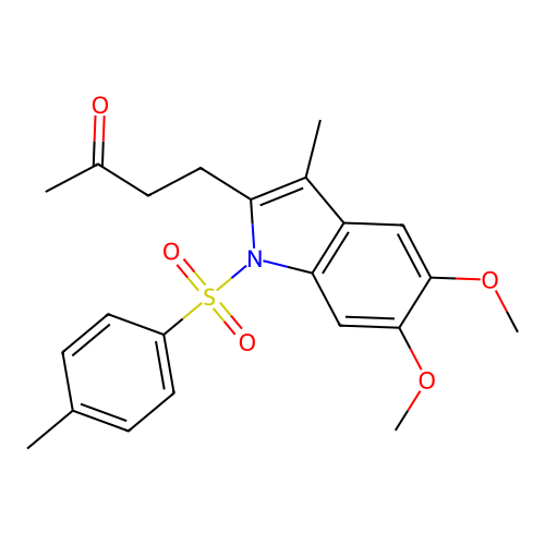 4-{5,6-dimethoxy-3-methyl-1-[(4-methylphenyl)sulfonyl]-1H-indol-2-yl}butan-2-one structure