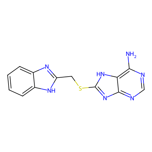 8-[(1H-benzimidazol-2-ylmethyl)sulfanyl]-9H-purin-6-ylamine structure