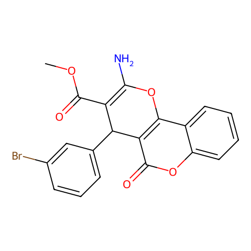 methyl 2-amino-4-(3-bromophenyl)-5-oxo-4H-pyrano[3,2-c]chromene-3-carboxylate structure