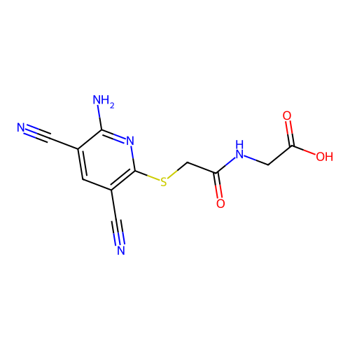 N-{[(6-amino-3,5-dicyanopyridin-2-yl)sulfanyl]acetyl}glycine structure