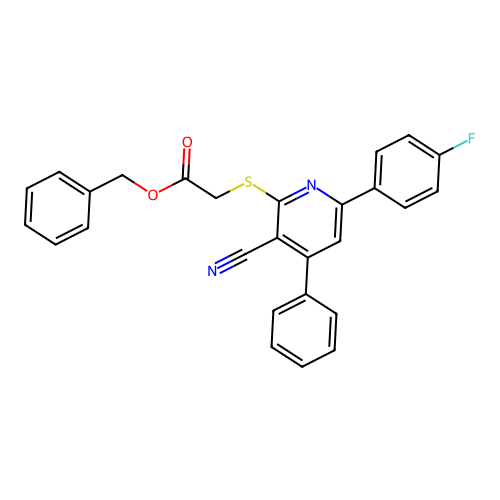 Benzyl {[3-cyano-6-(4-fluorophenyl)-4-phenylpyridin-2-yl]sulfanyl}acetate structure