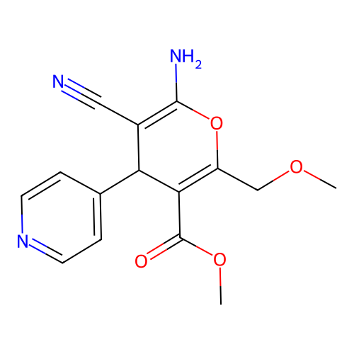 methyl 6-amino-5-cyano-2-(methoxymethyl)-4-(pyridin-4-yl)-4H-pyran-3-carboxylate structure