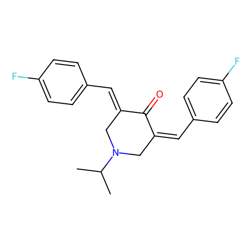 (3Z,5E)-3,5-bis(4-fluorobenzylidene)-1-(propan-2-yl)piperidin-4-one structure