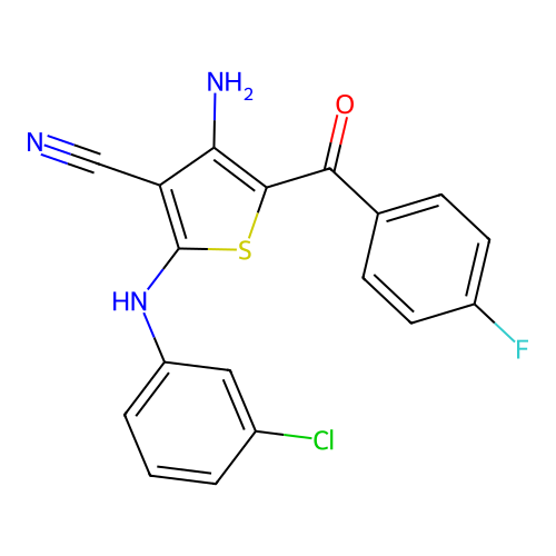 4-amino-2-(3-chloroanilino)-5-(4-fluorobenzoyl)thiophene-3-carbonitrile structure