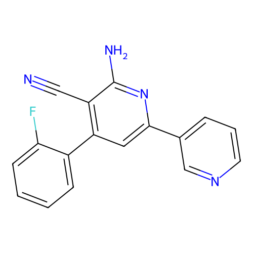 2-Amino-4-(2-fluorophenyl)-6-(3-pyridinyl)-3-pyridinecarbonitrile structure