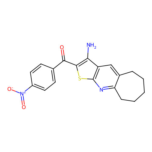 (3-amino-6,7,8,9-tetrahydro-5H-cyclohepta[b]thieno[3,2-e]pyridin-2-yl)(4-nitrophenyl)methanone structure