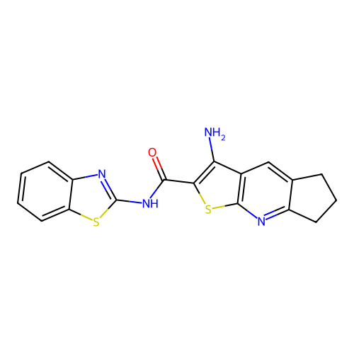 3-amino-N-(1,3-benzothiazol-2-yl)-6,7-dihydro-5H-cyclopenta[b]thieno[3,2-e]pyridine-2-carboxamide structure