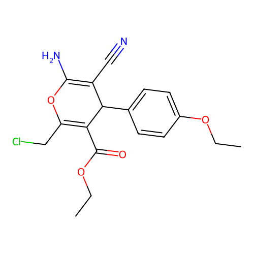 ethyl 6-amino-2-(chloromethyl)-5-cyano-4-(4-ethoxyphenyl)-4H-pyran-3-carboxylate structure