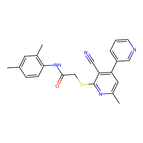 2-((3'-cyano-6'-methyl-[3,4'-bipyridin]-2'-yl)thio)-N-(2,4-dimethylphenyl)acetamide structure