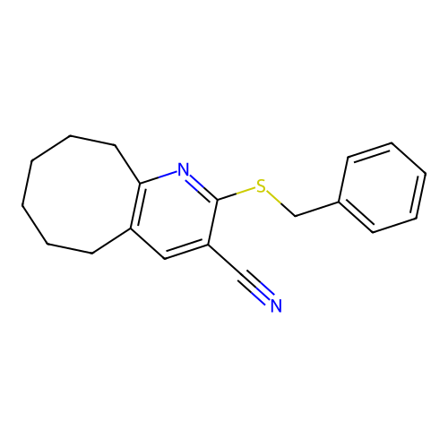 2-(Benzylsulfanyl)-5,6,7,8,9,10-hexahydrocycloocta[b]pyridine-3-carbonitrile structure