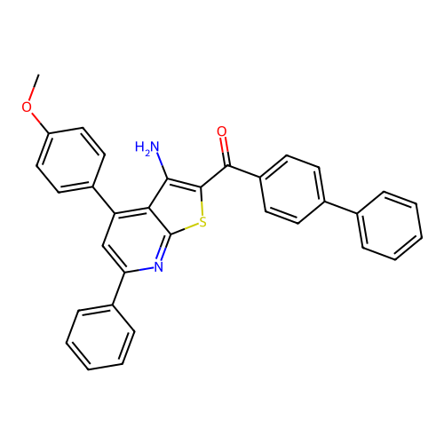 [3-amino-4-(4-methoxyphenyl)-6-phenylthieno[2,3-b]pyridin-2-yl](biphenyl-4-yl)methanone structure