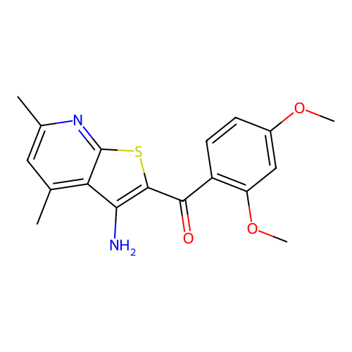 (3-Amino-4,6-dimethylthieno[2,3-b]pyridin-2-yl)(2,4-dimethoxyphenyl)methanone structure