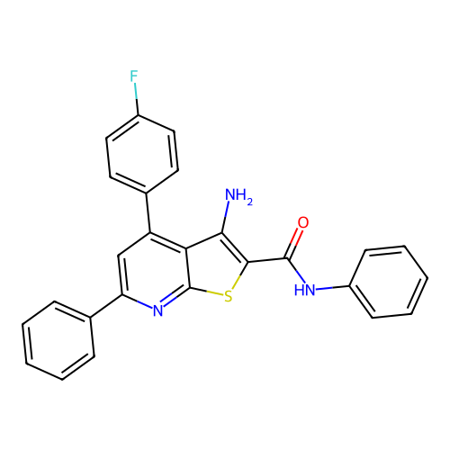 3-amino-4-(4-fluorophenyl)-N,6-diphenylthieno[2,3-b]pyridine-2-carboxamide structure
