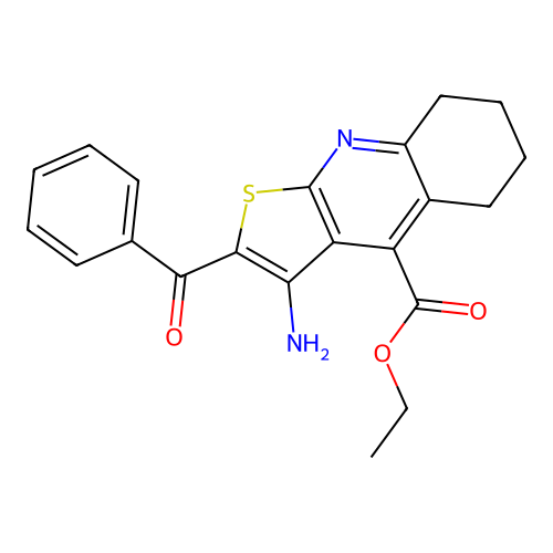 Ethyl 3-amino-2-benzoyl-5,6,7,8-tetrahydrothieno[2,3-b]quinoline-4-carboxylate structure