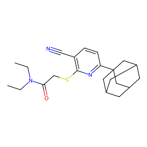 2-{[6-(1-adamantyl)-3-cyano-2-pyridinyl]sulfanyl}-N,N-diethylacetamide structure
