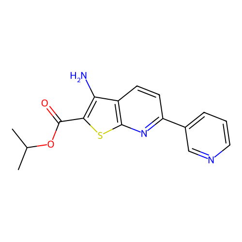 Isopropyl 3-amino-6-(pyridin-3-YL)thieno[2,3-B]pyridine-2-carboxylate structure