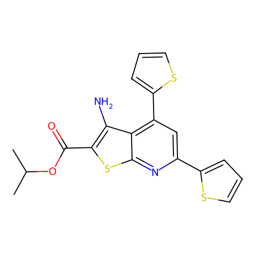 Propan-2-yl 3-amino-4,6-di(thiophen-2-yl)thieno[2,3-b]pyridine-2-carboxylate structure