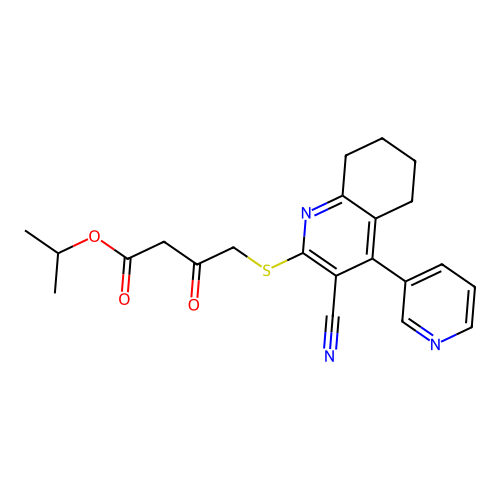 propan-2-yl 4-{[3-cyano-4-(pyridin-3-yl)-5,6,7,8-tetrahydroquinolin-2-yl]sulfanyl}-3-oxobutanoate structure