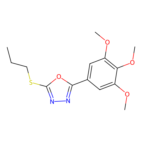 2-(Propylsulfanyl)-5-(3,4,5-trimethoxyphenyl)-1,3,4-oxadiazole structure