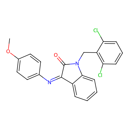 (Z)-1-(2,6-dichlorobenzyl)-3-((4-methoxyphenyl)imino)indolin-2-one structure