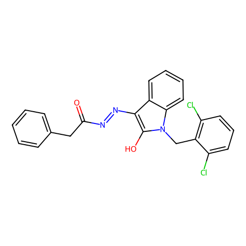 (Z)-N'-(1-(2,6-dichlorobenzyl)-2-oxoindolin-3-ylidene)-2-phenylacetohydrazide structure
